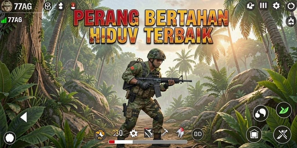 Screenshot gameplay <strong>77AG</strong> menampilkan aksi pertempuran yang intens dan strategi tim.