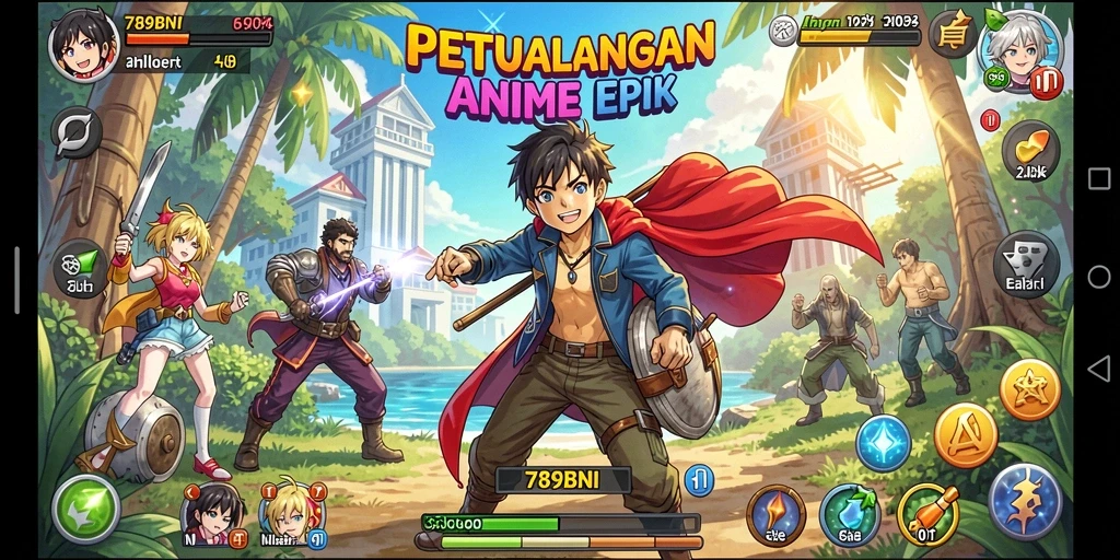 Tampilan gameplay 789BNI yang penuh aksi dan karakter anime yang mengagumkan.