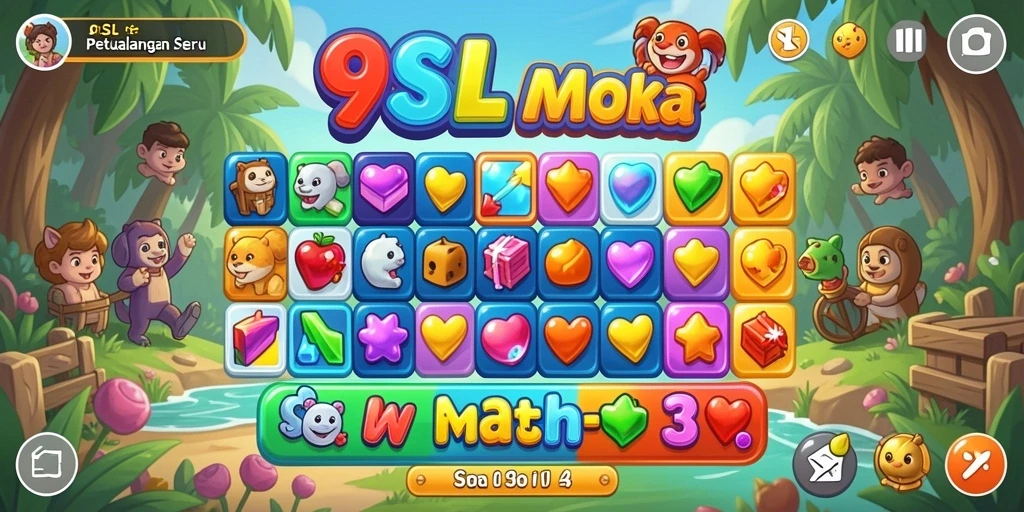 Tampilan gameplay seru dalam 9SL, permainan Match-3 yang menantang.