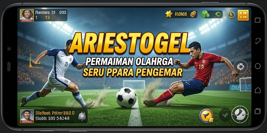 Gameplay ARIESTOGEL menampilkan adegan pertandingan olahraga yang intens.