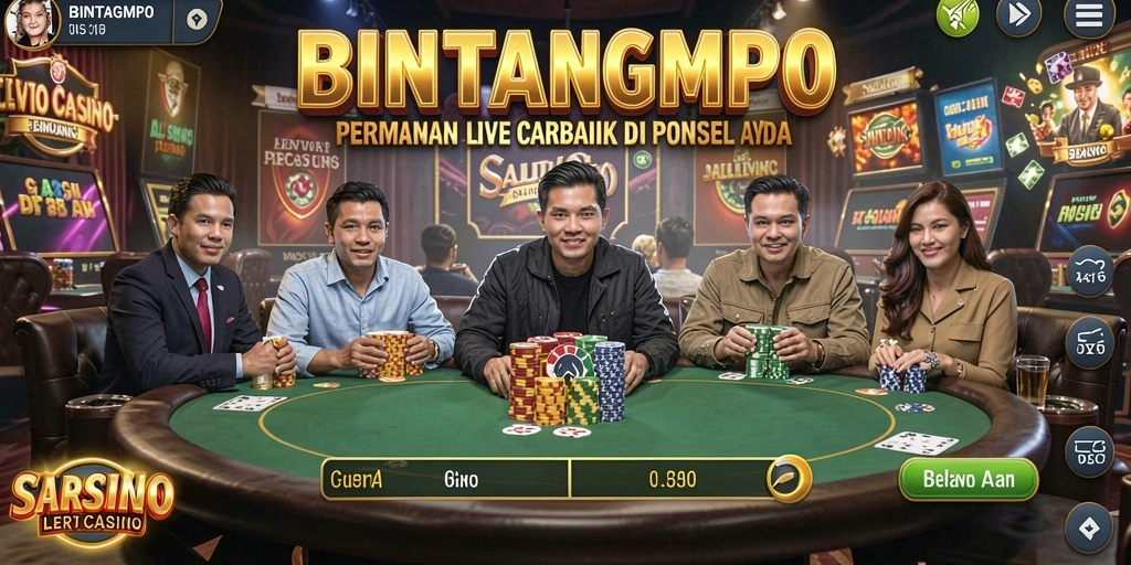 Screenshot BINTANGMPO menampilkan dealer langsung dan gameplay seru Live Casino.