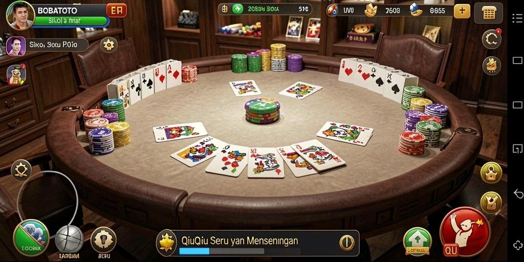 Screenshot gameplay BOBATOTO yang menampilkan keseruan QiuQiu.