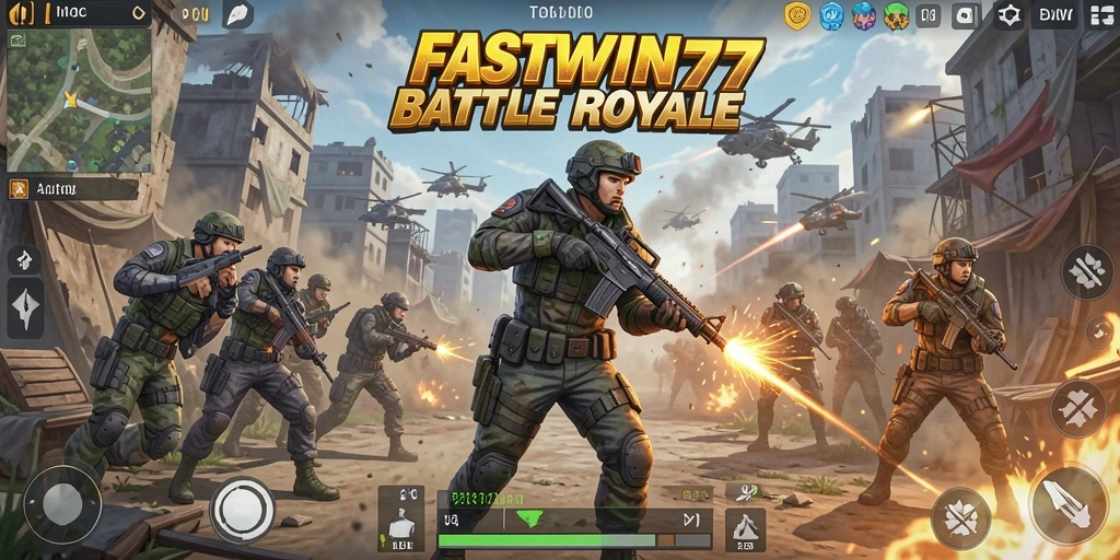 Tampilan gameplay seru dalam pertempuran Battle Royale.