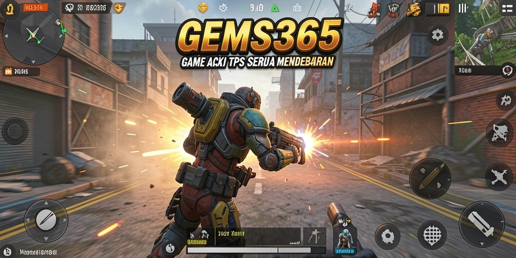 Tampilan gameplay GEMS365 menunjukkan aksi mendebarkan dalam pertempuran TPS.