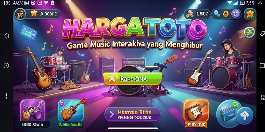 Tampilan gameplay seru dari HARGATOTO dengan berbagai lagu menarik.
