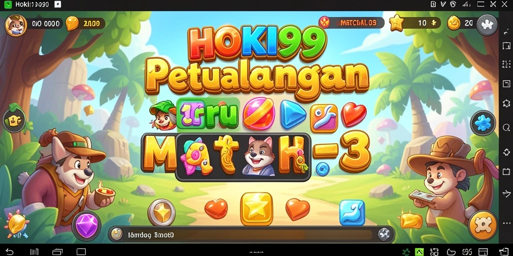 Gameplay seru HOKI99 dengan match-3 penuh warna.