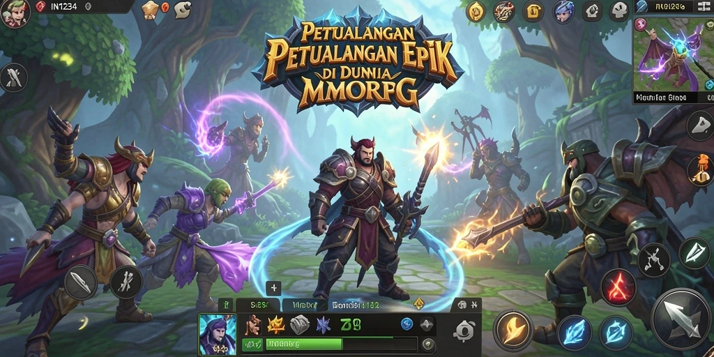 Tangkapan layar utama IN1234 yang menampilkan aksi gameplay MMORPG yang mendebarkan.