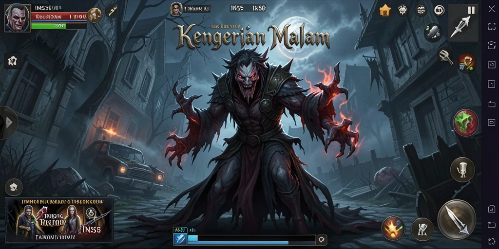 Screenshot gameplay INS55 yang menunjukkan suasana Horror yang menegangkan.