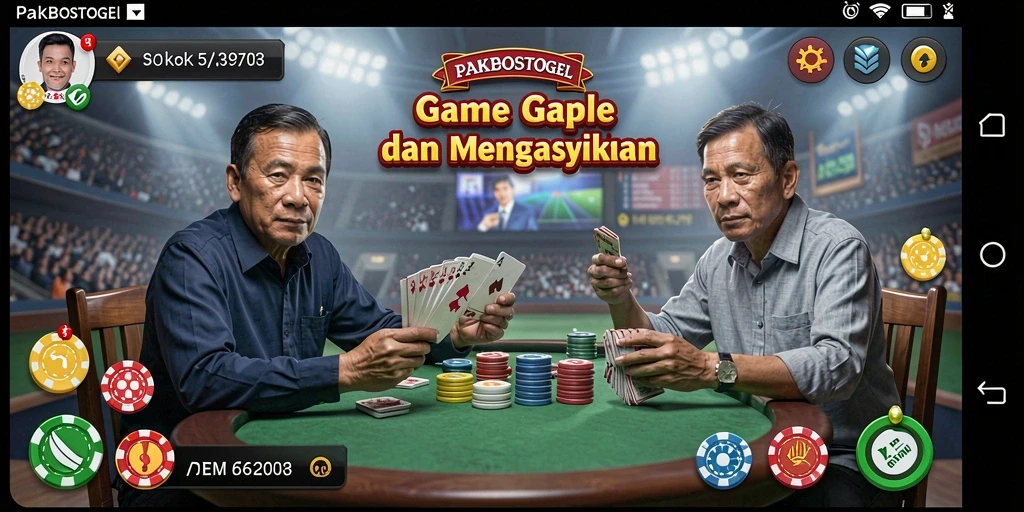 Tampilan antarmuka PAKBOSTOGEL menampilkan sesi permainan Gaple yang seru.