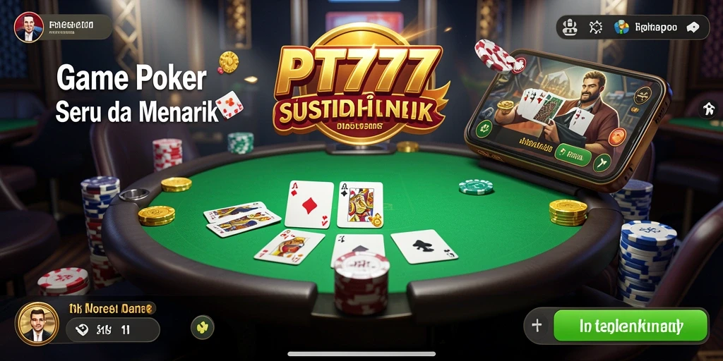 Screenshot gameplay PT777 menampilkan suasana permainan poker yang menarik.