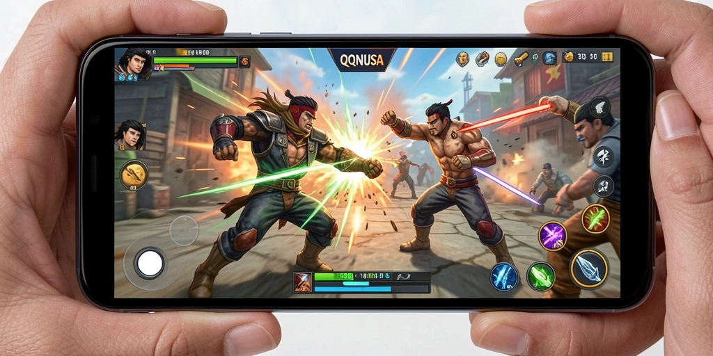Tangkapan layar dari gameplay QQNUSA yang menampilkan pertarungan yang mendebarkan.