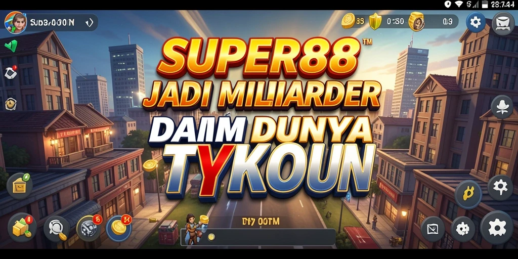 Screenshot SUPER88 menampilkan gameplay membangun kekayaan dan manajemen bisnis yang seru.