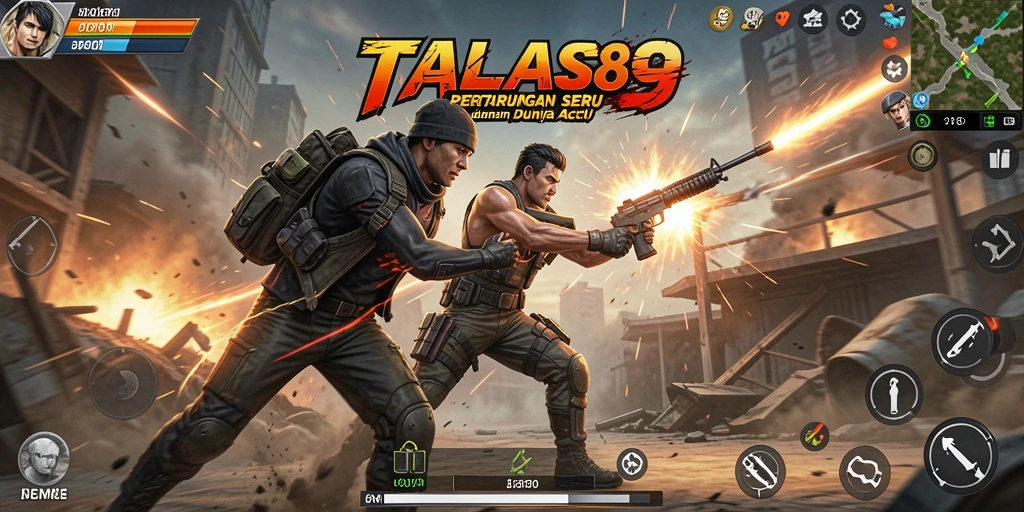 Screenshot gameplay menunjukkan pertempuran epik dan grafis menarik.