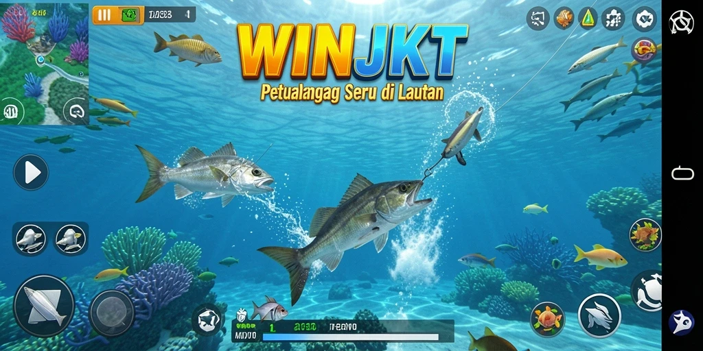 Tampilan gameplay <strong>WINJKT</strong> dengan keindahan alam memancing.