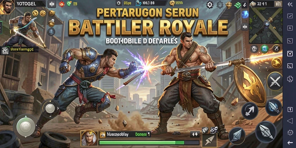 Screenshot YOTOGEL menampilkan aksi intens dalam pertarungan Battle Royale.